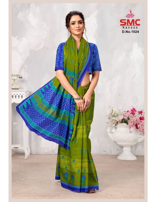 Smc Parvathi Casual Daily Wear Cotton Printed Latest Saree Collection